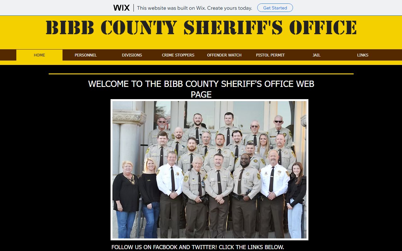 Bibb County Sheriff's Office homepage used to reach the jail for inmate population questions